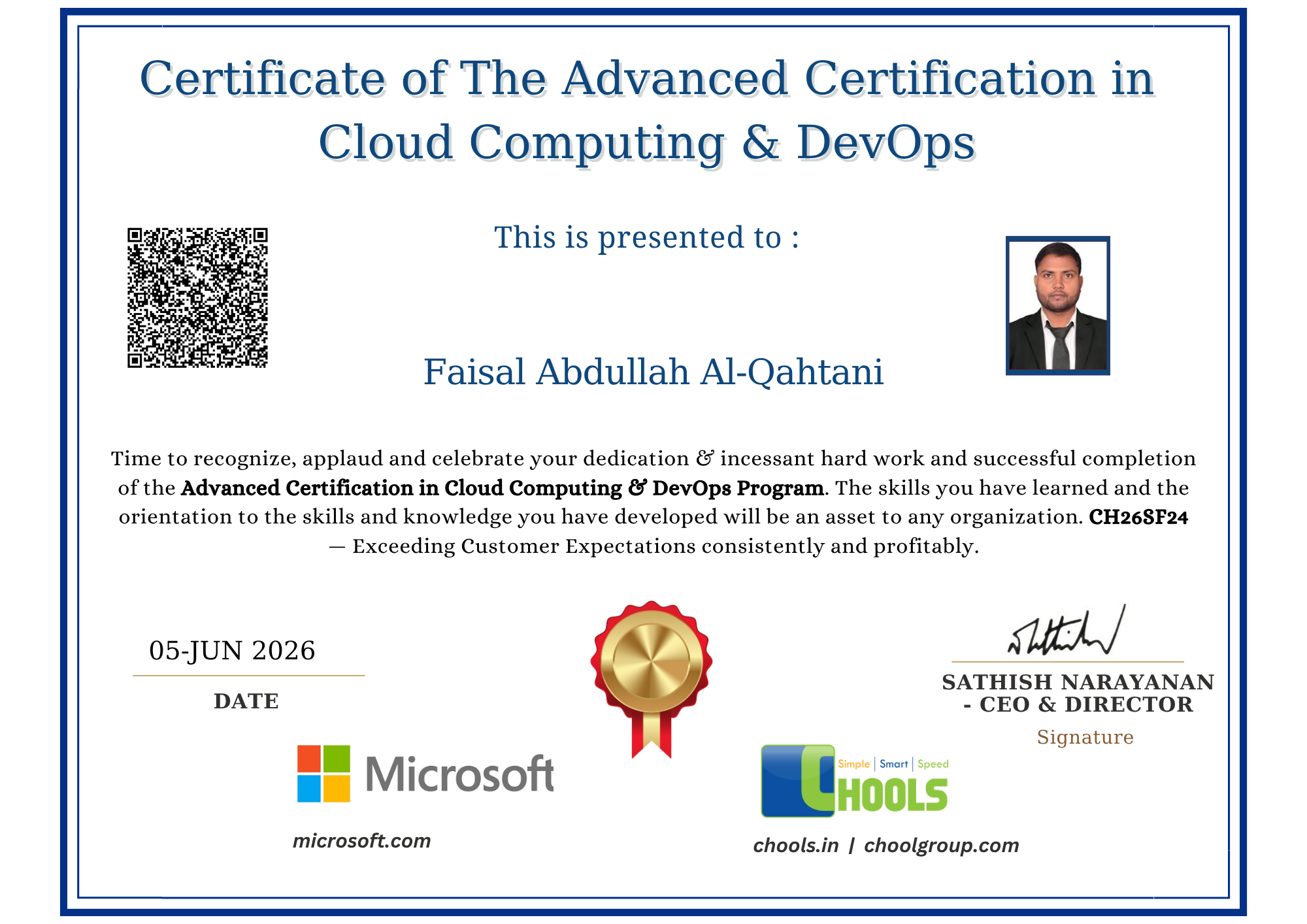 Advanced Certification in Cloud Computing & DevOps Program Certificate